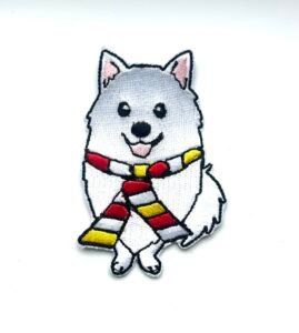 Oetelhond wit Oeteldonk embleem van 10 x 7 cm op kiel