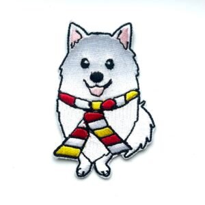 Oetelhond wit Oeteldonk embleem van 10 x 7 cm op kiel