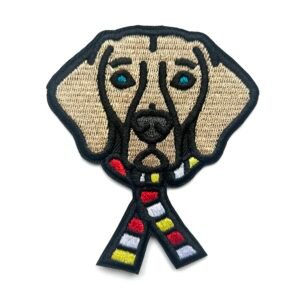 Oetelhond grijs Oeteldonk embleem van 10 x 7 cm op carnavalsjas