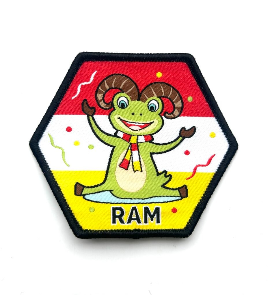 Ram Oeteldonk sterrenbeeld embleem van 7 x 7 cm op carnavalsjas