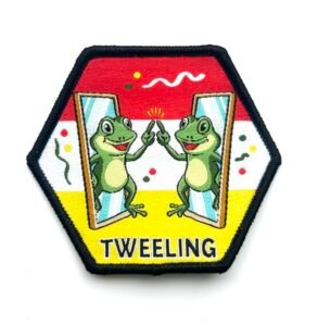 Tweelingen Oeteldonk sterrenbeeld embleem van 7 x 7 cm op carnavalsjas