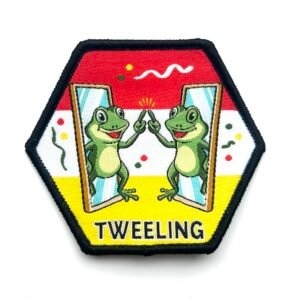 Tweelingen Oeteldonk sterrenbeeld embleem van 7 x 7 cm op carnavalsjas