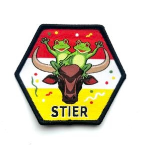 Stier Oeteldonk sterrenbeeld embleem van 7 x 7 cm op carnavalsjas