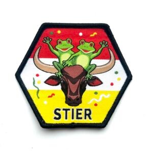 Stier Oeteldonk sterrenbeeld embleem van 7 x 7 cm op carnavalsjas