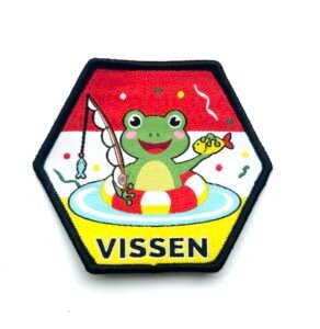 Vissen Oeteldonk sterrenbeeld embleem van 7 x 7 cm op carnavalsjas