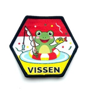Vissen Oeteldonk sterrenbeeld embleem van 7 x 7 cm op carnavalsjas