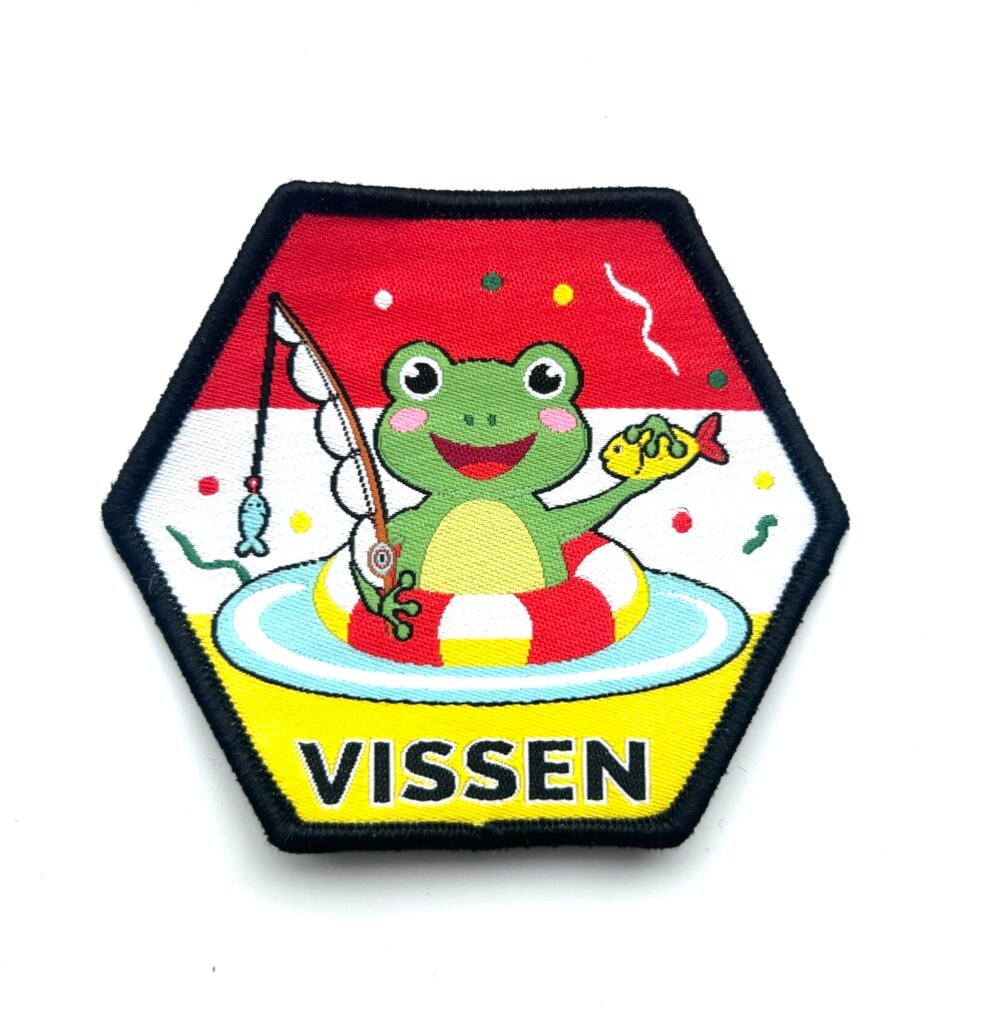Vissen Oeteldonk sterrenbeeld embleem van 7 x 7 cm op carnavalsjas