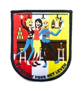 Vrienden voor het leven Oeteldonk embleem van 10 x 8,5 cm op carnavalsjas