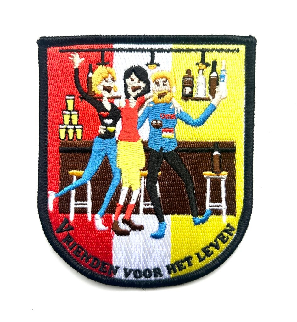 Vrienden voor het leven Oeteldonk embleem van 10 x 8,5 cm op carnavalsjas