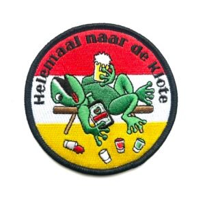 Helemaal naar de klote Oeteldonk embleem van 8 x 8 cm kiel