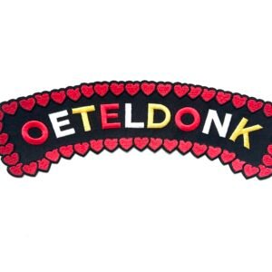 Oeteldonk hartjes rugembleem van 25 x 8 cm op carnavalsjas