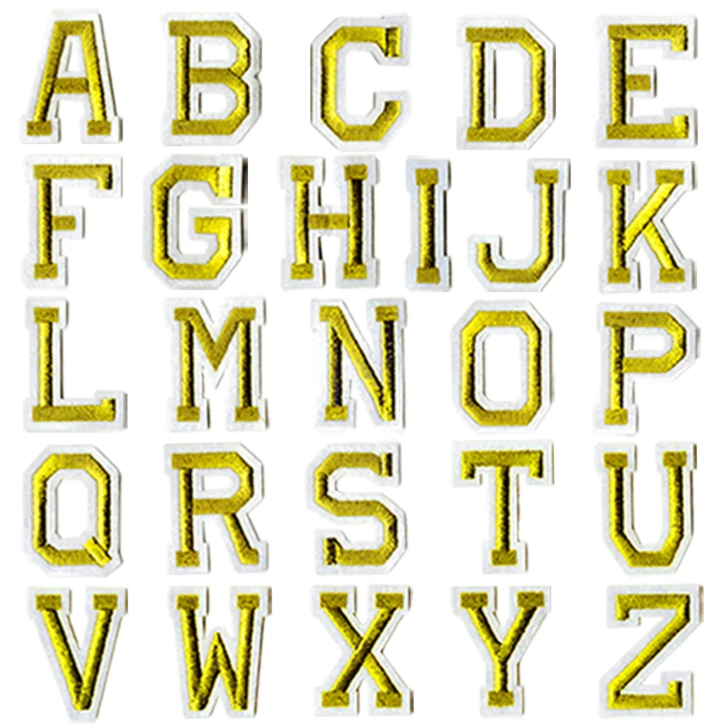 Geborduurde letter emblemen goud A t/m Z, 5 cm