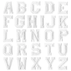 Geborduurde letter emblemen wit A t/m Z, 5 cm