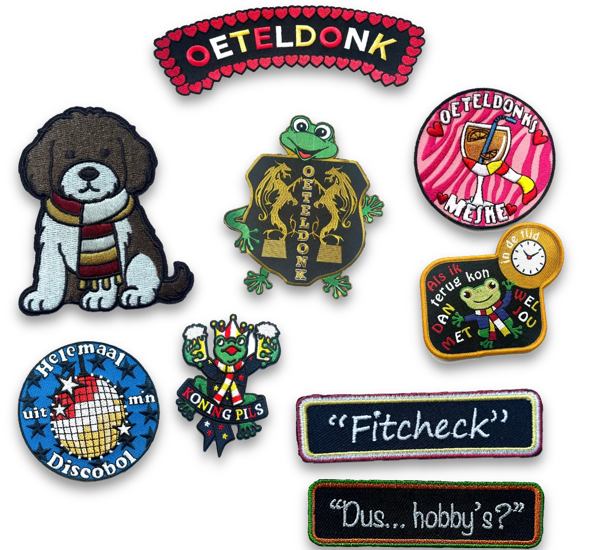 Geborduurde Oeteldonk emblemen van Oeteldesigns
